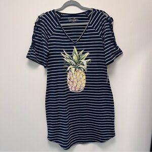 Jessica Simpson Navy and White Striped Top